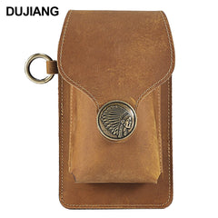 Men's Leather Waist Bag Crazy Horse Cowhide Pouch Pack