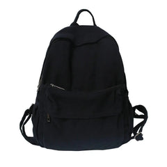 Solid Canvas College Student Backpack for Teenage Girl