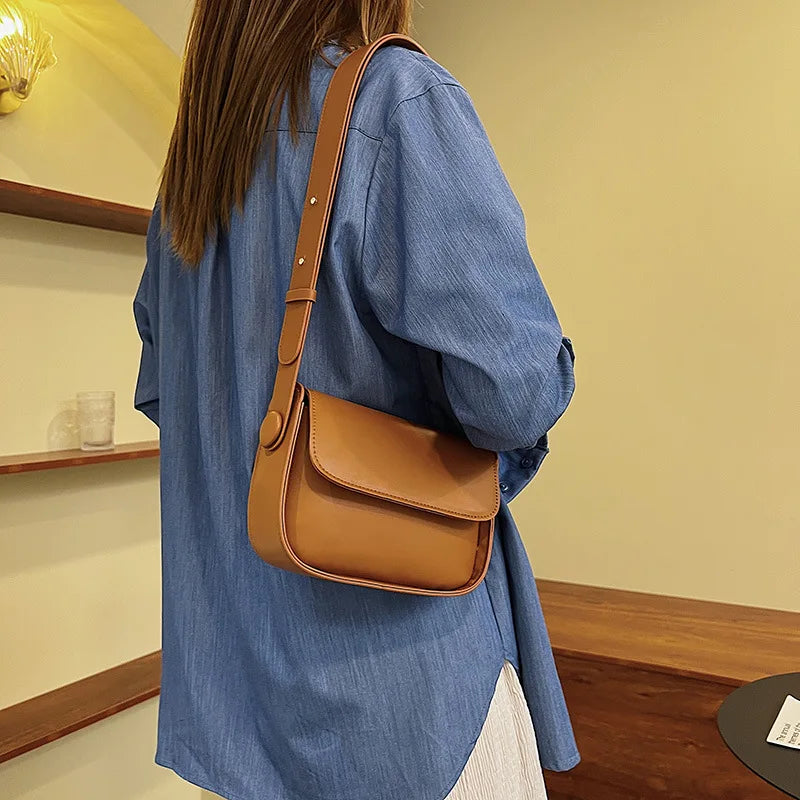 Solid Pu Leather Crossbody Bag for Women