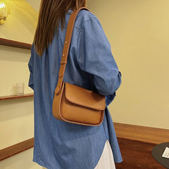 Solid Pu Leather Crossbody Bag for Women