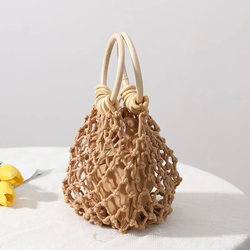 Round Shape Top-Handle Small Bag Purse Hollow Out Handbags Totes