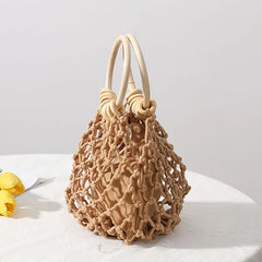 Round Shape Top-Handle Small Bag Purse Hollow Out Handbags Totes