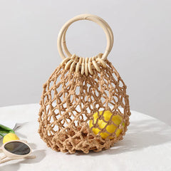 Round Shape Top-Handle Small Bag Purse Hollow Out Handbags Totes