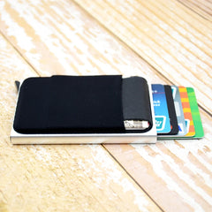 Slanke Aluminium RFID Portemonnee Met Elasticiteit Terug Pouch