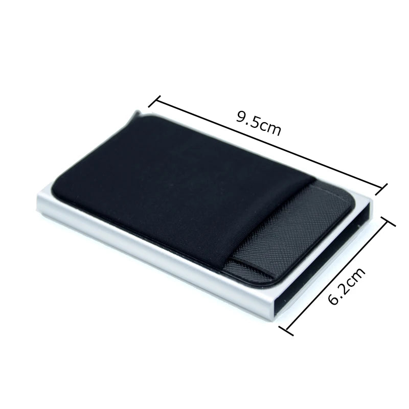 Slanke Aluminium RFID Portemonnee Met Elasticiteit Terug Pouch