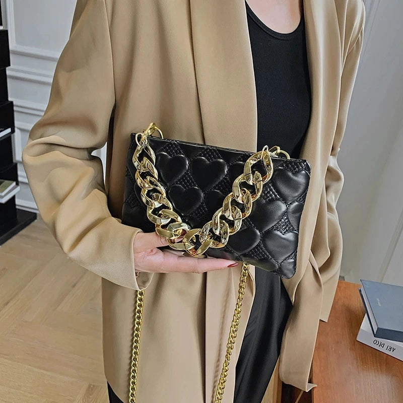 Small Chain PU Leather Underarm Bag for Women Totes Shoulder Bag