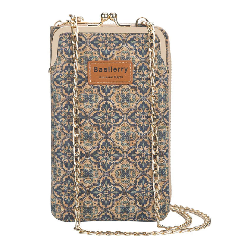Cork Butterfly Pattern Shoulder Bag for Women Wallet Chain Crossbody Bags