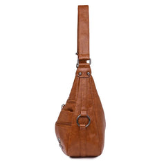 Soft Leather Shoulder Bags Large Hobo Bucket Purse Vintage Casual Female
