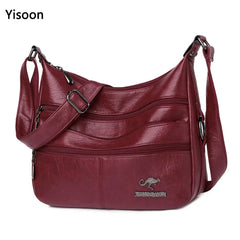 Soft Leather Shoulder Bags Large Hobo Bucket Purse Vintage Casual Female