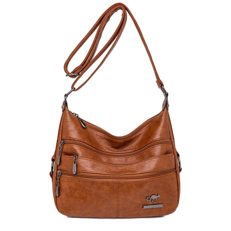 Soft Leather Shoulder Bags Large Hobo Bucket Purse Vintage Casual Female