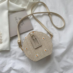 Geometric Pattern Straw Crossbody Bag for Women