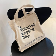 Student Canvas Shoulder Bag Ladies Letter Printing Female Handbag