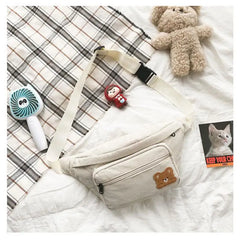 Corduroy Soft Doll Bag Shoulder Bag with Zipper Pocket