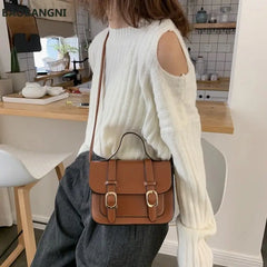 Winter Vintage Flap Lock Classic Women Bags Casual Leather Shoulder Bags Clutch