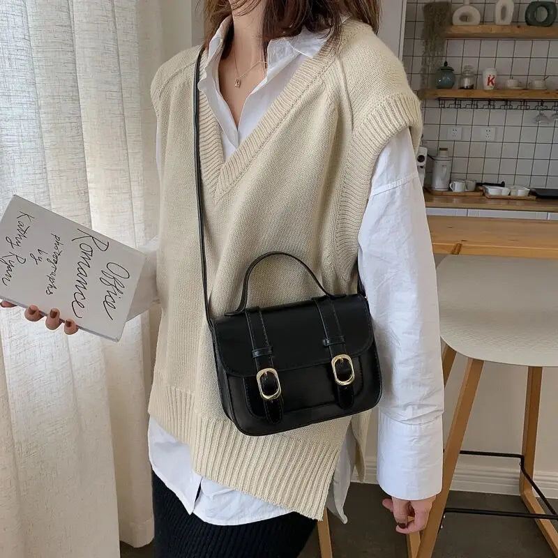 Winter Vintage Flap Lock Classic Women Bags Casual Leather Shoulder Bags Clutch