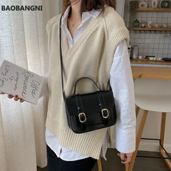 Winter Vintage Flap Lock Classic Women Bags Casual Leather Shoulder Bags Clutch