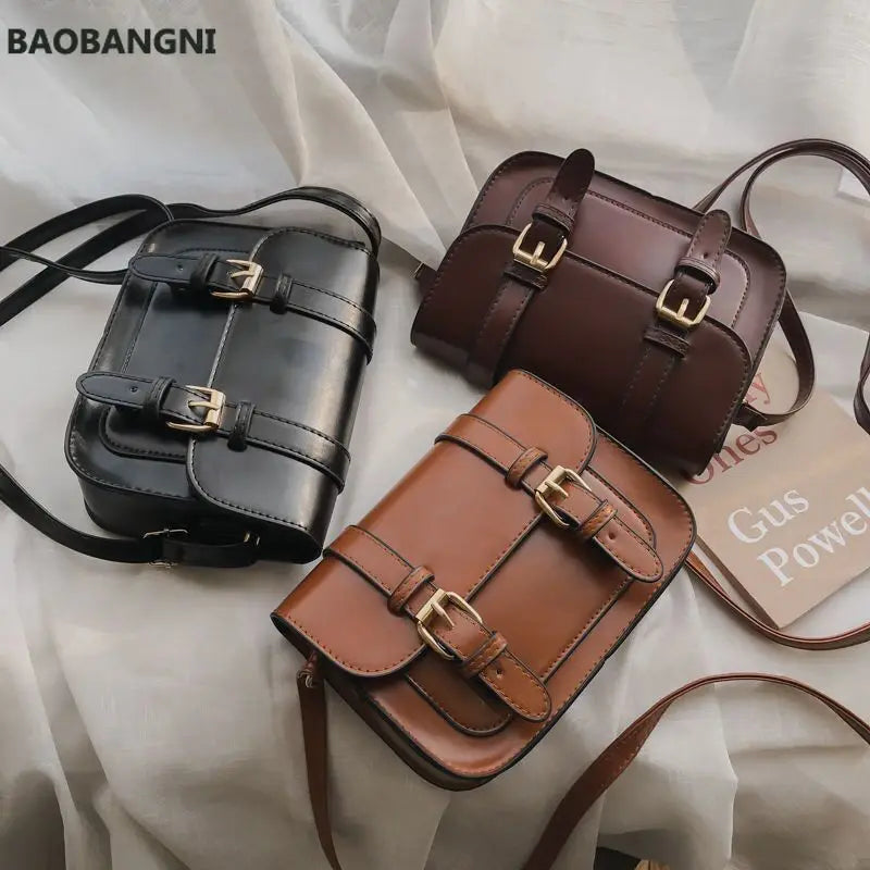 Winter Vintage Flap Lock Classic Women Bags Casual Leather Shoulder Bags Clutch