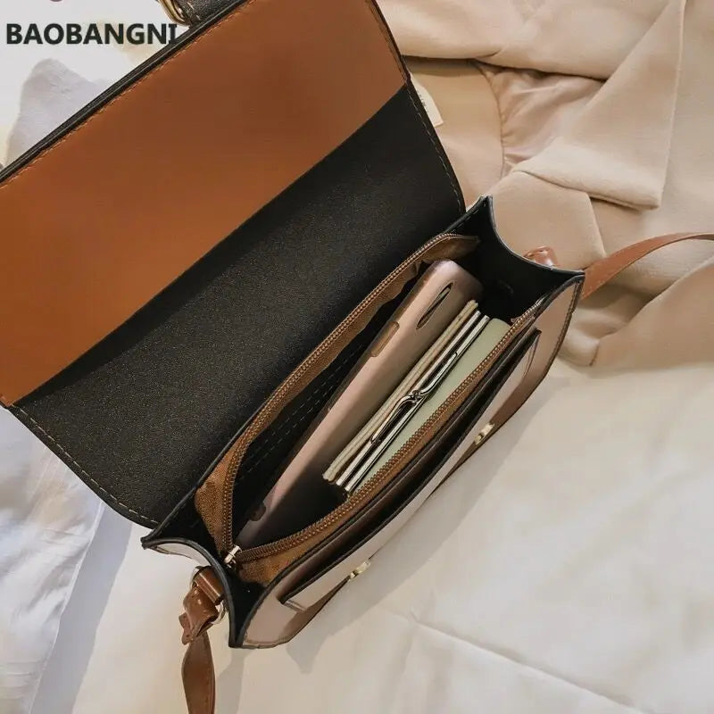 Winter Vintage Flap Lock Classic Women Bags Casual Leather Shoulder Bags Clutch