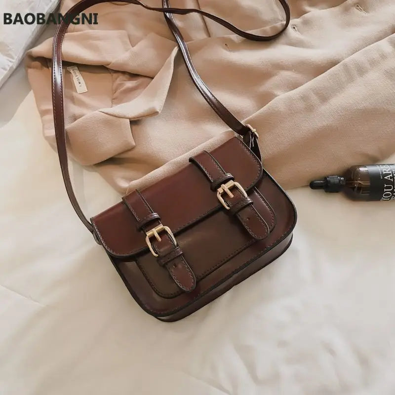 Winter Vintage Flap Lock Classic Women Bags Casual Leather Shoulder Bags Clutch