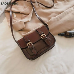 Winter Vintage Flap Lock Classic Women Bags Casual Leather Shoulder Bags Clutch