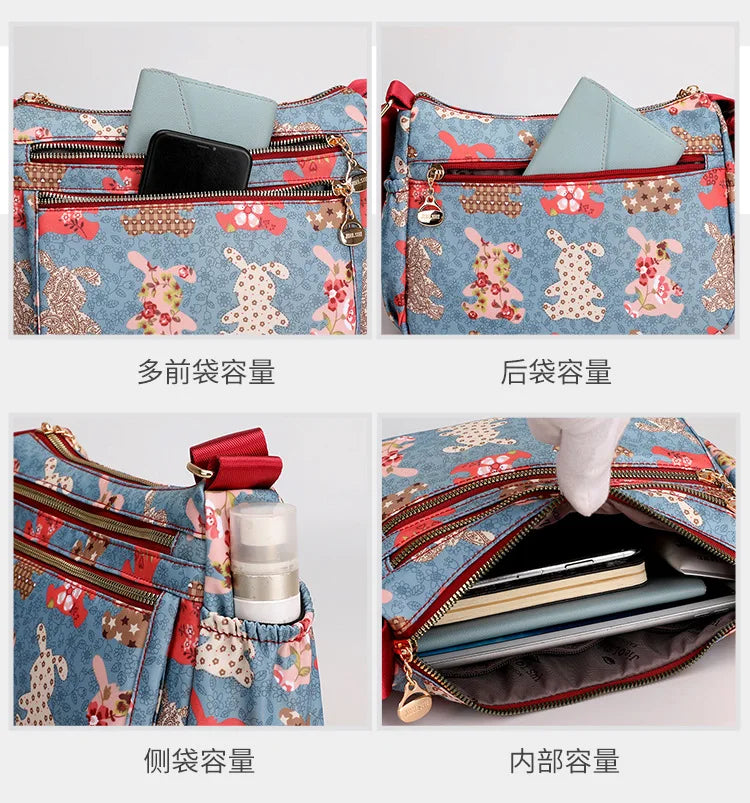 Rabbit Elephant Letters Print Shoulder Bags Tote Travel Backpack