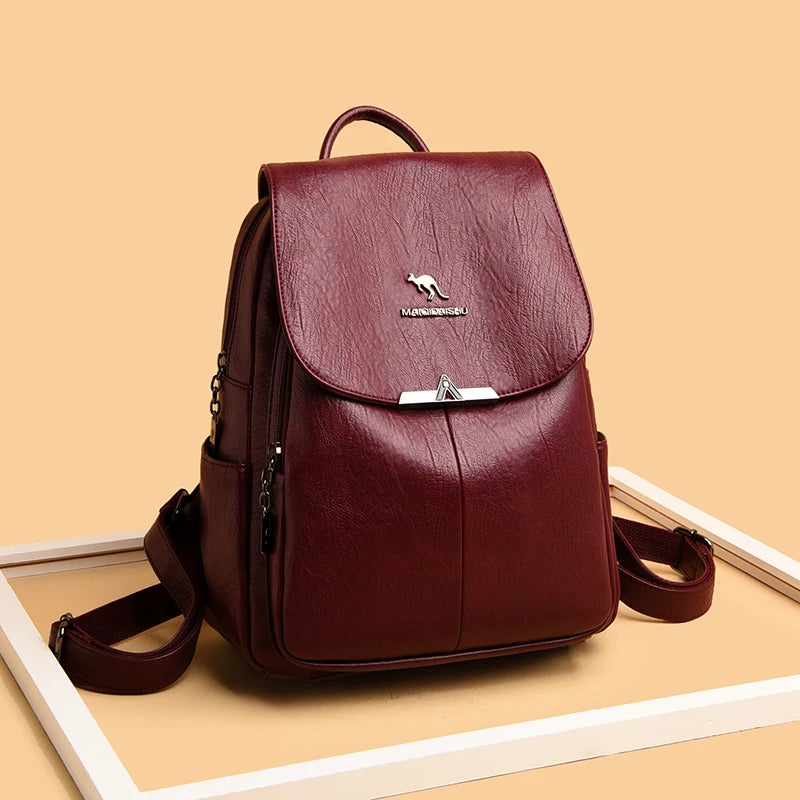 Summer Women Backpack High Soft Leather Women's Backpacks Large Capacity