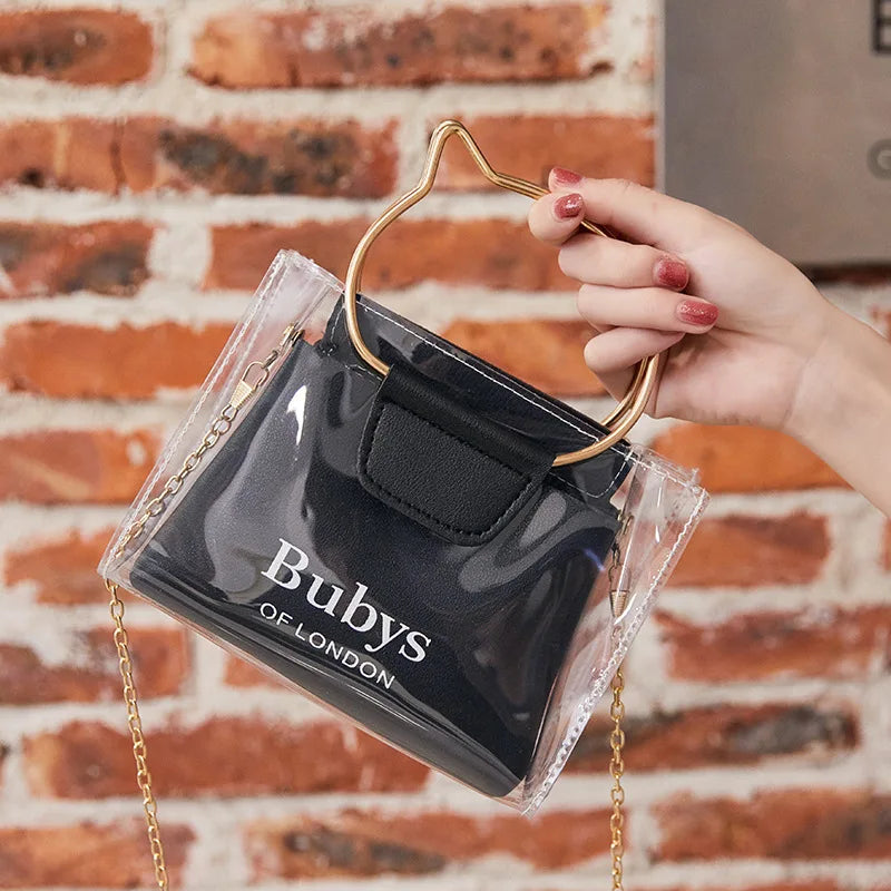 Small Clear Cat Handle Shoulder Bag for Women