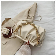 Pleated Cloud Crossbody Bag Women's Thick Chain Shoulder Bag Casual Ladies Bag