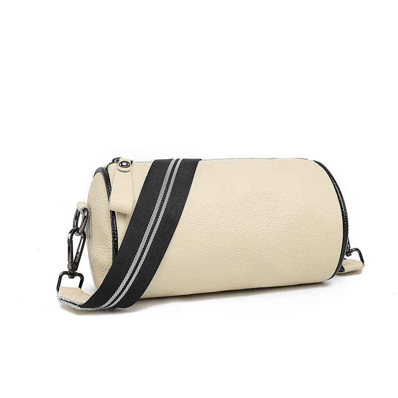 Pure Cowhide Shoulder Bag Barrel type Messenger Bag