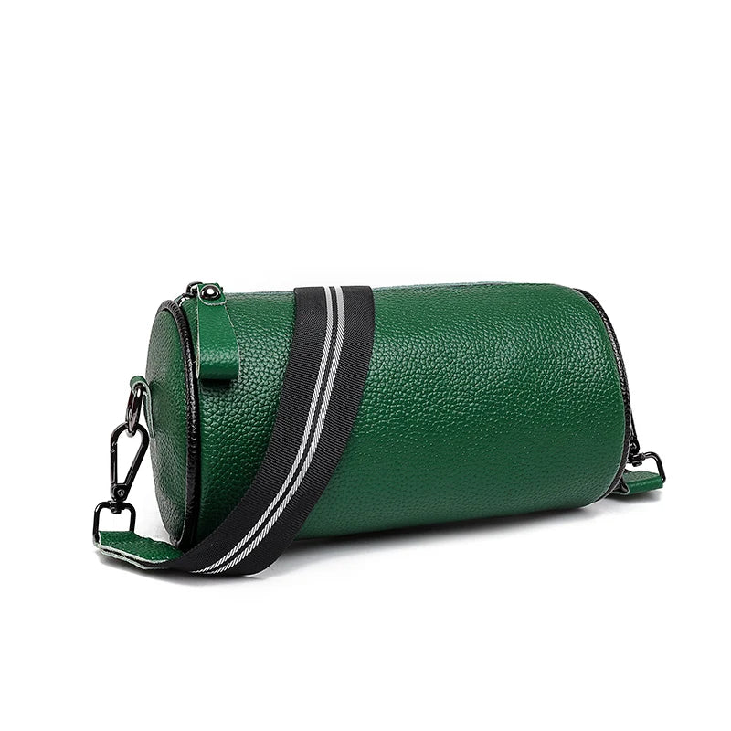 Pure Cowhide Shoulder Bag Barrel type Messenger Bag