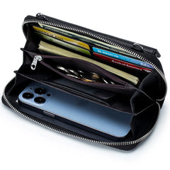 Touch Screen Leather Mobile Phone Bag Transparent Multi-function Messenger