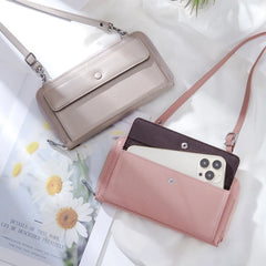 Touch Screen Leather Mobile Phone Bag Transparent Multi-function Messenger