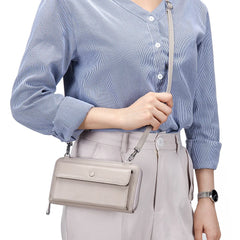 Touch Screen Leather Mobile Phone Bag Transparent Multi-function Messenger