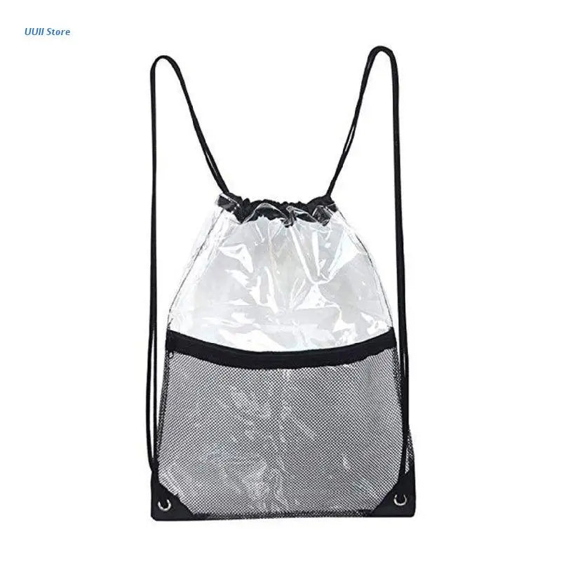 Clear Drawstring Backpack School Gym Bag