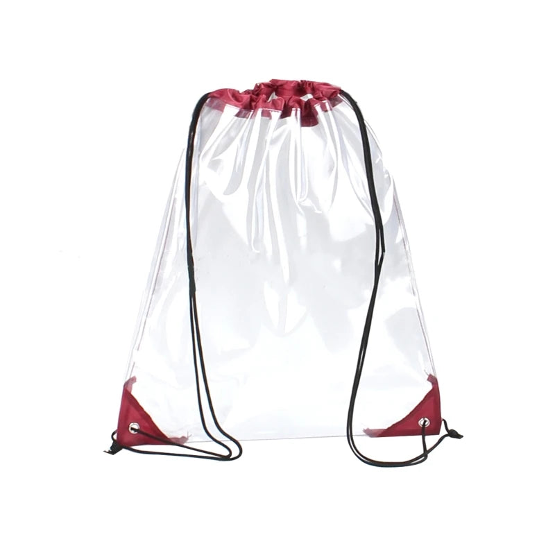 Transparent Drawstring Backpack School Tote Gym Bag Sport Pack
