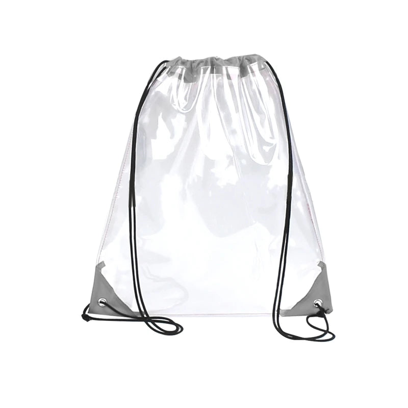 Transparent Drawstring Backpack School Tote Gym Bag Sport Pack