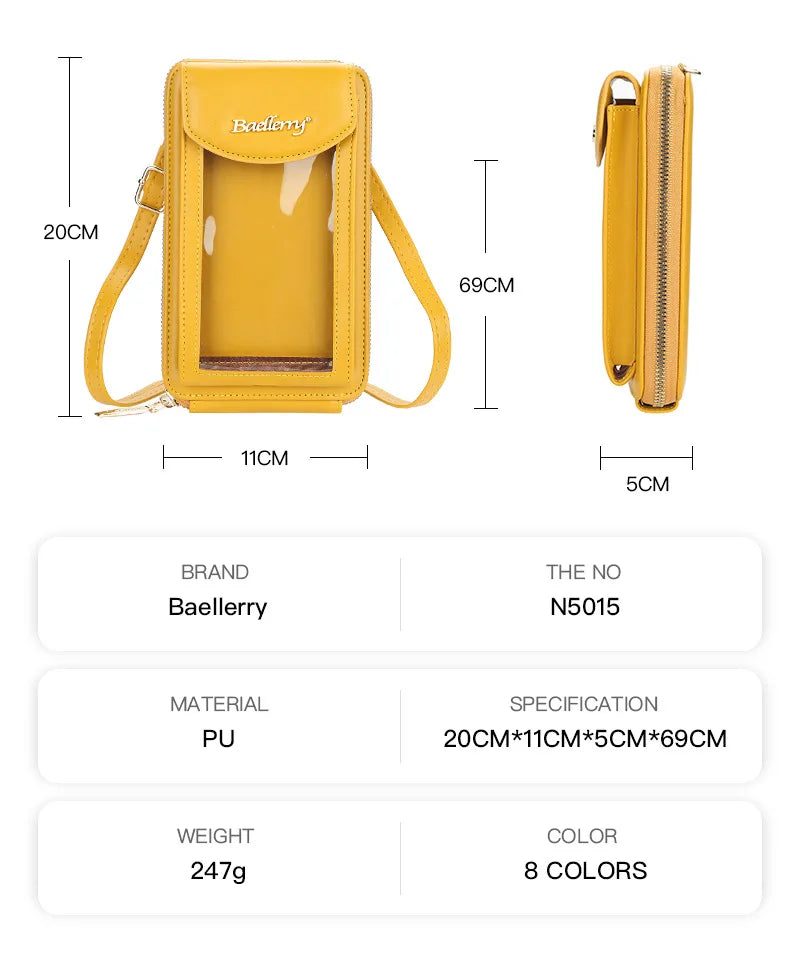 Women's Transparent Touch Screen Mobile Phone Bag