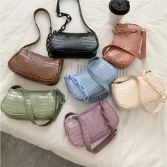 Women's PU Leather Shoulder Bag Crossbody Handbag Zipper Small Square Bag