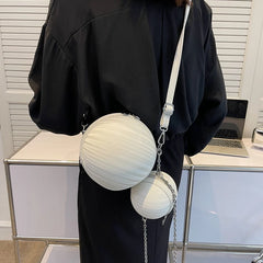 Small Round PU Leather Handbag Crossbody Bag High Handle