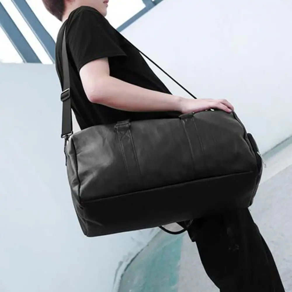 Large Capacity Travel Duffle Faux Leather Gym Tote Bag