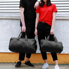 Large Capacity Travel Duffle Faux Leather Gym Tote Bag