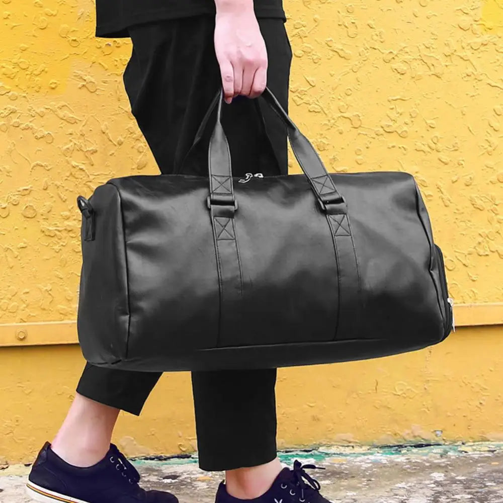 Large Capacity Travel Duffle Faux Leather Gym Tote Bag