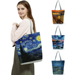 Van Gogh Oil Painting Tote Bag Retro Art Travel Bag Women Leisure Eco Shopping