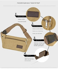 Vintage Canvas Waist Bag Large Phone Belt Pouch