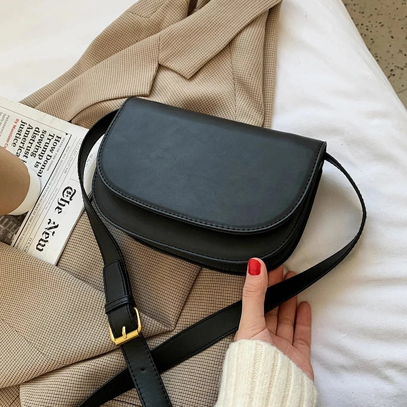 Vintage Saddle Bag Small PU Leather Crossbody Bags for Women