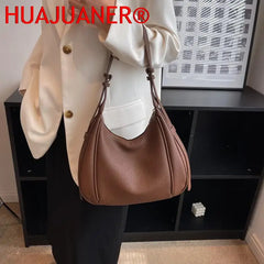 Vintage Women Shoulder Bag PU Leather Crossbody Bags Female Solid Hobo Bag