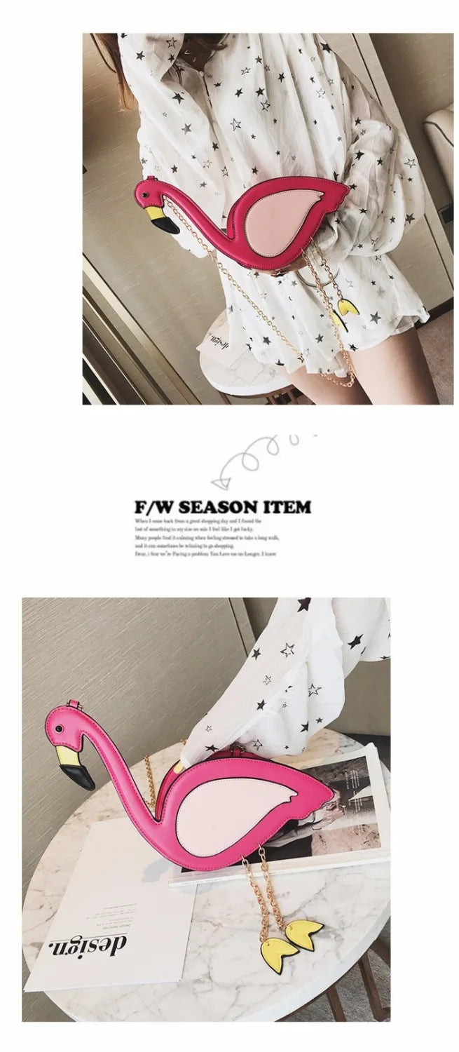 Girls Flamingo Shape Purse Satchel Crossbody Shoulder Bag Messenger Handbag