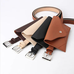 Vintage PU Leather Waist Bag Women Belt Phone Pouch Small Chest Pack