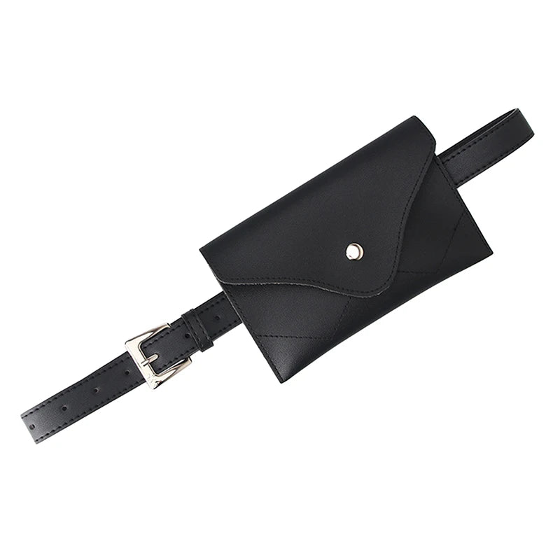 Vintage PU Leather Waist Bag Women Belt Phone Pouch Small Chest Pack
