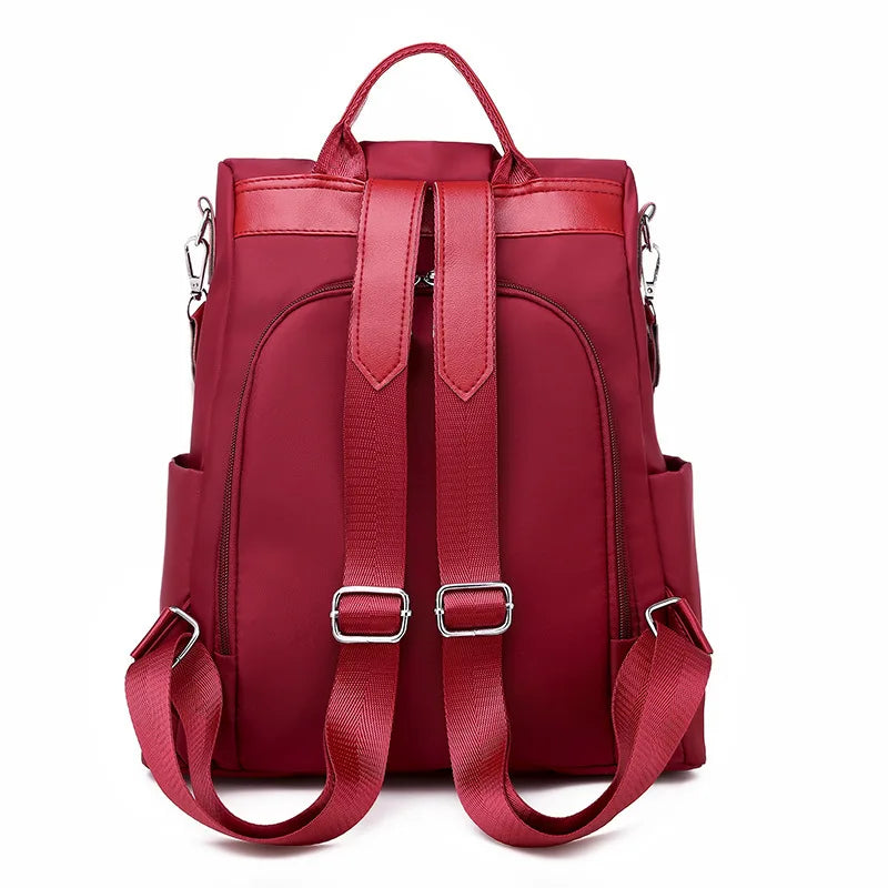 Waterproof Oxford Women Backpack Dragonfly Flower Embroidered Rucksack